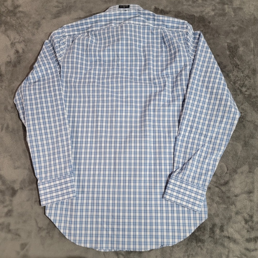 J Crew Shirt Men Small Blue Plaid Slim Fit Performance Cotton Blend Casual NWT - Picture 9 of 10